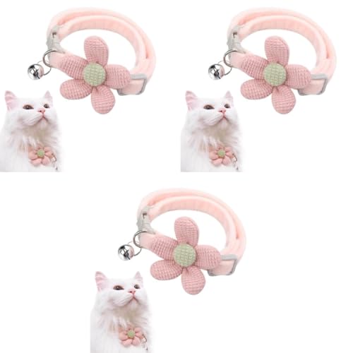 Qpets® Cat Collar Pet Cute Pink Flower with Bell Lovely Quick Release Adjustable Soft Plush Gift 3PCS Qpets® Cat Collar Pet Cute Pink Flower with Bell Lovely Quick Release Adjustable Soft Plush Gift 3PCS